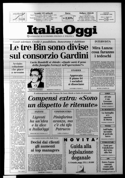 Italia oggi : quotidiano di economia finanza e politica